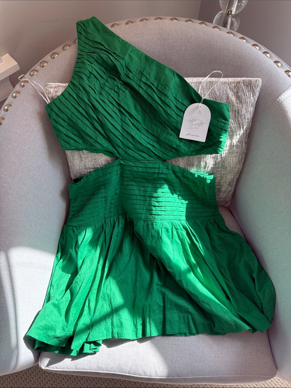 Fortunate One brand inspired by designer Johanna Ortiz Emerald Pleated Dress NWT